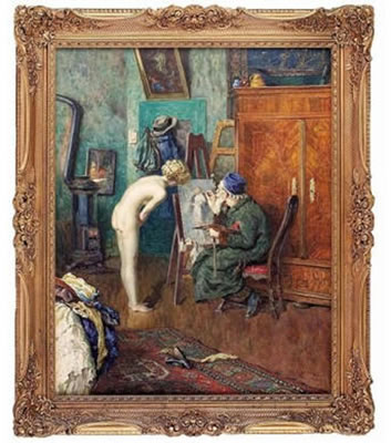 "Das Aktmodell im Atelier des Malers" by Heinrich Rettig - Auction record, sale price, and art valuation. Compare with similar artists and explore comparable artworks.