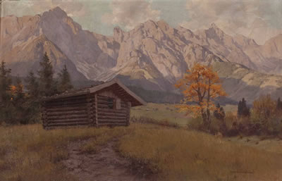 "Hütte im Gebirgstal"