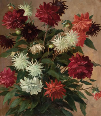 Blumenstillleben mit Dahlien