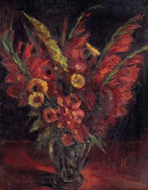 Gladiolen in Vase by Josef Schulz - Auction record, sale price, and art valuation. Compare with similar artists and explore comparable artworks.
