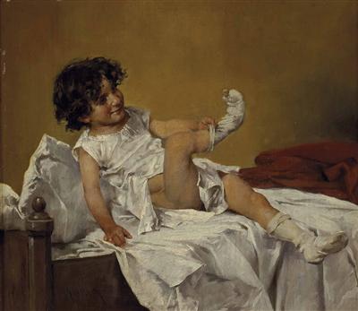 "Mädchen beim Socken anziehen"