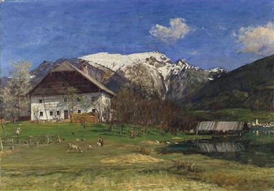 "Abersee (Fährhütte) mit Blick auf St. Wolfgang und schneebedecktem Schafberg" by Adolf Helmberger - Auction record, sale price, and art valuation. Compare with similar artists and explore comparable artworks.