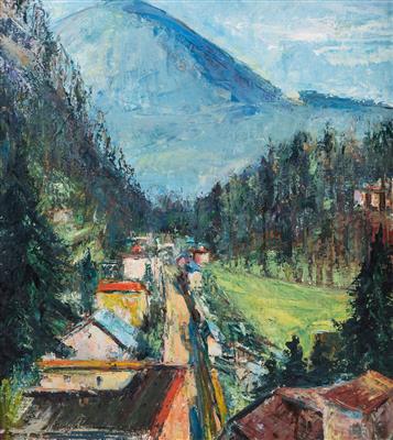 "Salzburger Stadtteil mit Blick auf den Gaisberg"