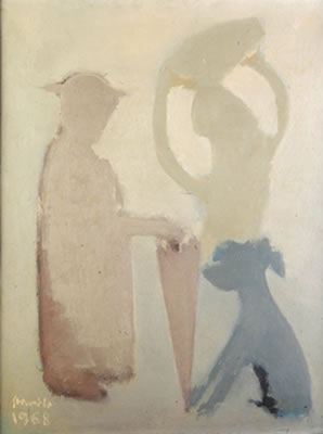 Sample artwork by Constantino Grandio (1926 - 1977), known for still life paintings with neutral tones and use of yellow for warmth - View similar artists and auction records