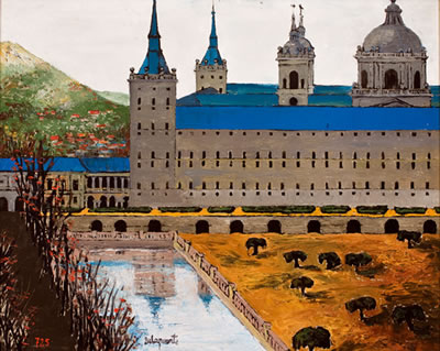 "El Escorial desde el jardín de los frailes"