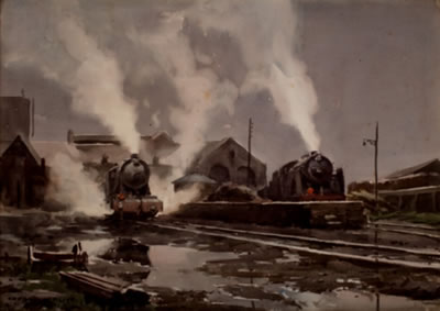 Sample artwork by Ceferino Olive Cabre (1907 - 1997), known for watercolor painting, mediterranean landscapes, railway scenes, and urban realism - View similar artists and auction records