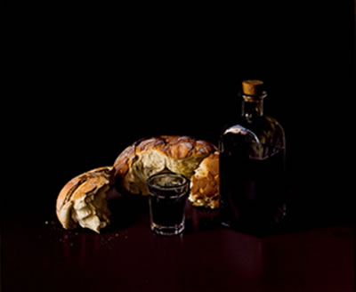 Bodegon de pan y vino