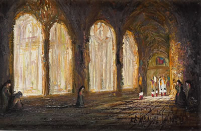 Interior del Claustro en la Catedral de Toleo. España