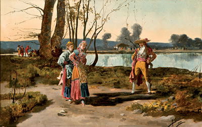 Majos junto al lago