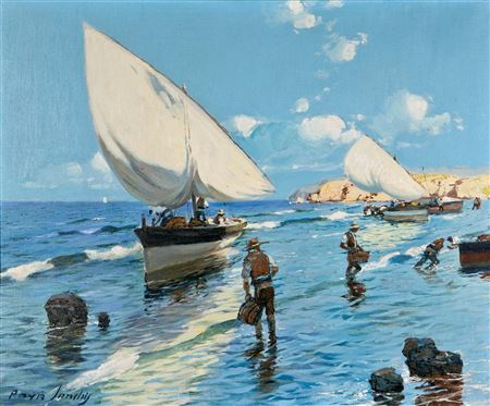 Pescadores en la playa