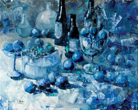 Bodegón azul by Joaquin Rubio - Auction record, sale price, and art valuation. Compare with similar artists and explore comparable artworks.