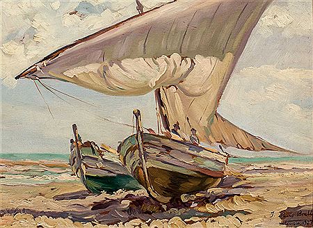 "Barcas en playa valenciana"
