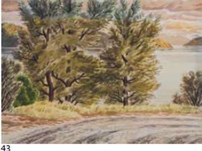 Road Scene with Trees and Harbour ("Wellington Harbour")