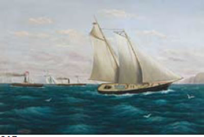 The First America's Cup Challenge by Sydney Berne - Auction record, sale price, and art valuation. Compare with similar artists and explore comparable artworks.