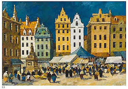 Market Day, Old Stockholm by Tom Esplin - Auction record, sale price, and art valuation. Compare with similar artists and explore comparable artworks.