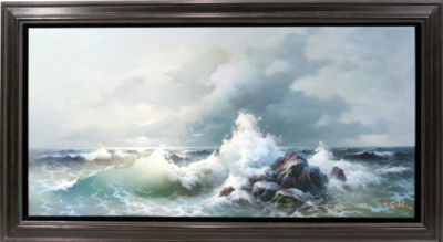 SEASCAPE WITH ROCKS AND CHOPPY WATER