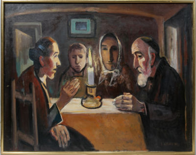 FAMILY GATHERED AROUND A TABLE