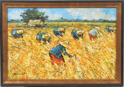 GLEANERS by Noparat Livisiddhi - Auction record, sale price, and art valuation. Compare with similar artists and explore comparable artworks.