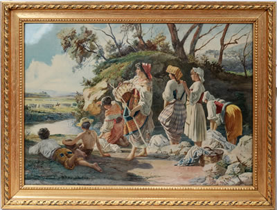 Peasants Watching Military Parade by Belisario Gioja - Auction record, sale price, and art valuation. Compare with similar artists and explore comparable artworks.