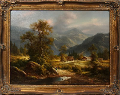 "Mountain Scene" by Ludwig Muninger - Auction record, sale price, and art valuation. Compare with similar artists and explore comparable artworks.