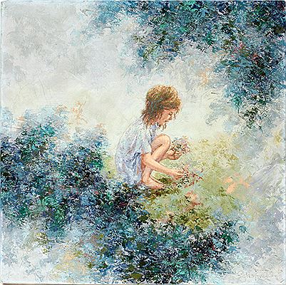 Young Girl Picking Flowers
