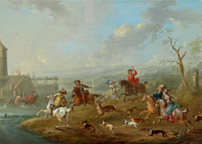 An elegant party hunting stag