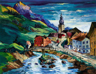 Sample artwork by Stephanie Hollenstein (1886 - 1944), known for mountain landscapes, influenced by van gogh, war painter - View similar artists and auction records