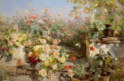 Rustic Garden in Flower (June -July) by Olga Wisinger-Florian - Auction record, sale price, and art valuation. Compare with similar artists and explore comparable artworks.