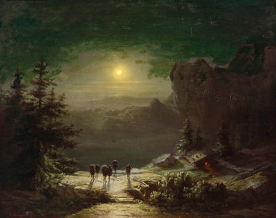 Smugglers in the Mountains by Moonlight