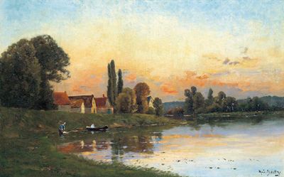 River Landscape at Dusk