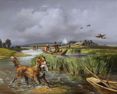 Successful Duck Hunt by Jan Hendrik Breyer - Auction record, sale price, and art valuation. Compare with similar artists and explore comparable artworks.