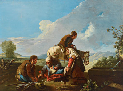 Peasants resting and playing dice in a landscape by Paolo Monaldi - Auction record, sale price, and art valuation. Compare with similar artists and explore comparable artworks.