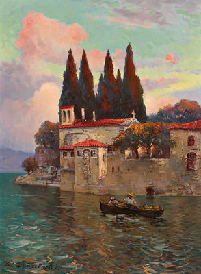 Fishing boot before San Virgilio on Lake Garda