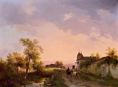 Abendstimmung vor dem Gasthaus