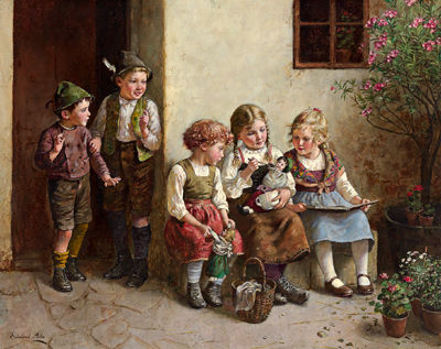Sample artwork by Edmund Adler (1876 - 1965), known for portrait, still-life, rural scene paintings, children - View similar artists and auction records