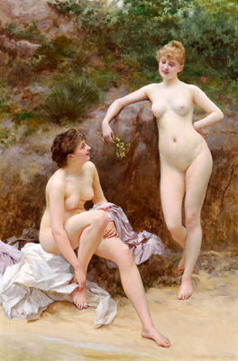 Zwei Mädchen nach dem Bade by Vlaho Vlacho Bukovac - Auction record, sale price, and art valuation. Compare with similar artists and explore comparable artworks.