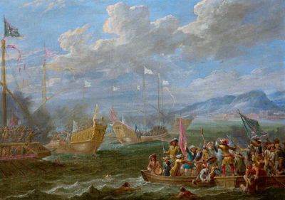 A naval battle on a southern sea