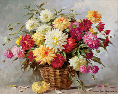 Large Flower Piece with Asters in a Basket by Adrienne Deak Henczne - Auction record, sale price, and art valuation. Compare with similar artists and explore comparable artworks.