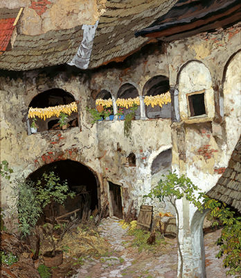 "From Weissenkirchen, Wachau" (inner courtyard)