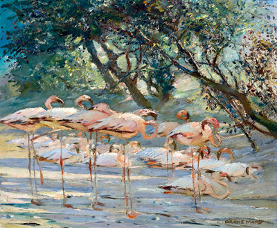 Flamingos im Park by Franz Marx - Auction record, sale price, and art valuation. Compare with similar artists and explore comparable artworks.