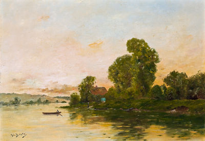 Flußlandschaft mit einem Boot