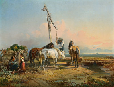 Pusztalandschaft mit reicher Staffage