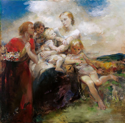 Mother and children
