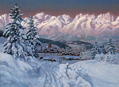 View of Kitzbühel in Winter by Alois Arnegger - Auction record, sale price, and art valuation. Compare with similar artists and explore comparable artworks.