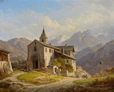 View of the Church of St. John in Münstertal (Vinschgau)