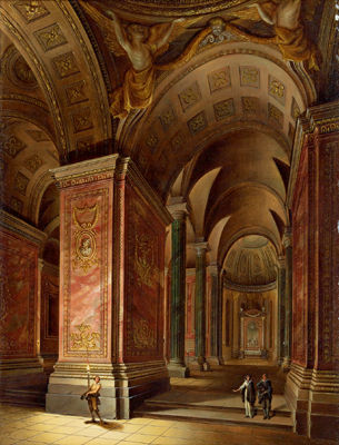 A Baroque church interior with figural staffage by Johann Ludwig Ernst Morgenstern - Auction record, sale price, and art valuation. Compare with similar artists and explore comparable artworks.