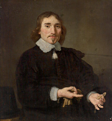 Portrait of a gentleman pointing to a pocket watch in his hand and Portrait of a lady holding a fan, pendants