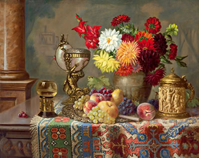 Large Flower and Fruit Still Life