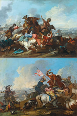 Cavalry engagement between Imperial and Turkish troops; Cavalry engagement between Turkish and Imperial troops (2)