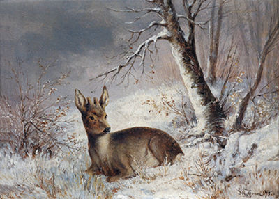 Roe Buck in a Winter Landscape